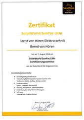 Bernd von Hören, Produktschulung SolarWorld SunPac LiOn