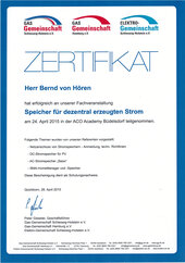 Bernd von Hören, Speicher für dezentral erzeugten Strom