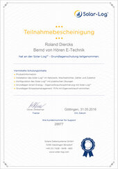 Roland Diercks, Solar-Log - Grundlagenschulung